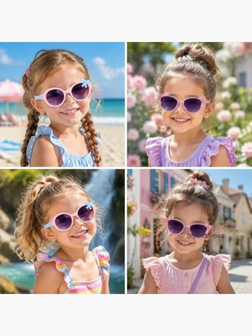 Girls Sunglasses with Strap Multishaped Beach Toddler 3-10